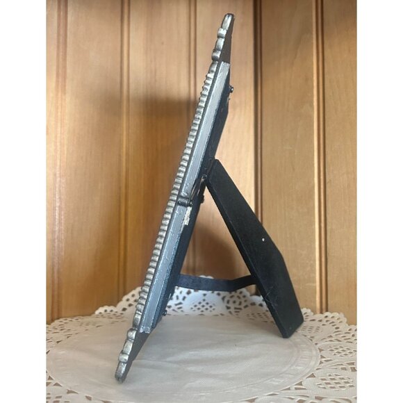 Vintage Ornate Oval Picture Tabletop Ivory Enamel Crystals Frame Floral Details - Picture 4 of 6